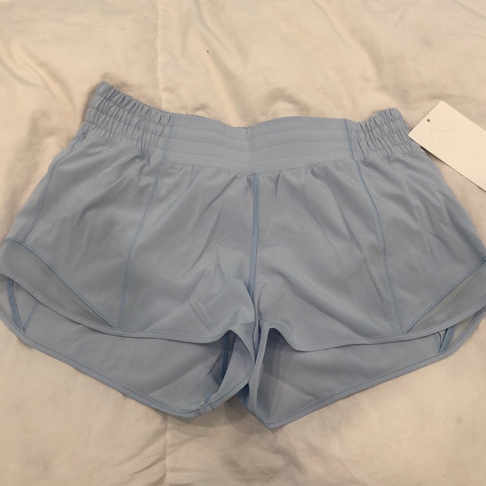 NWT light blue lululemon hotty hot shorts